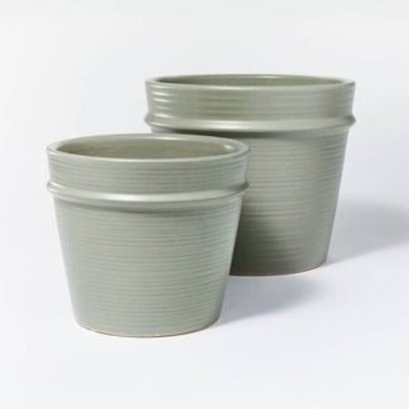 Studio McGee‎ 7x8 Earthenware Tabletop Planter Gray Green - Threshold - Picture 4 of 7